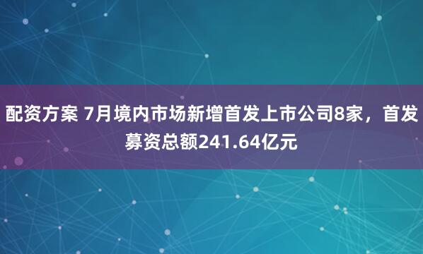 配资方案 7月境内市场新增首发上市公司8家，首发募资总额241.64亿元